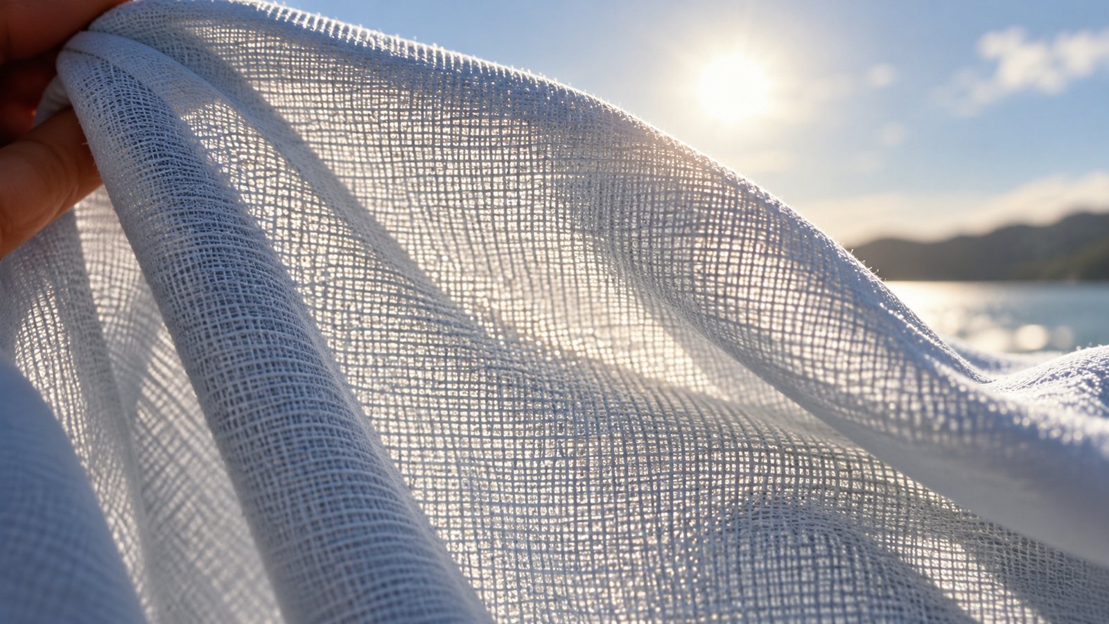 Close-up of fabric with sunlight (illustrative)